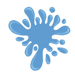 Blue water splash stain vector illustration. Hand drawn blue paint splatter blob. Simple blue liquid splat icon
