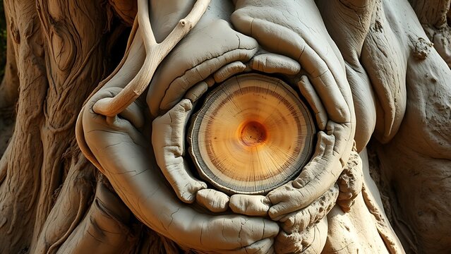 burl. Ancient tree root with a smooth, rounded burl growth, detailed wood texture and organic forms. gardening catalogs, home-decor guides, designed for gardening and botanical catalogs.