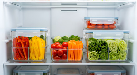 Refrigerator with Fresh Vegetables, Healthy Eating Concept