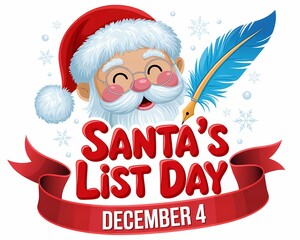 Santas list day illustration isolated on white background with december 4 date