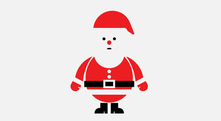 A minimalist, stylized illustration of Santa Claus in a red suit with a white beard and hat, standing against a plain white background.