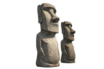 Easter Island Statues Isolated on Transparent Background