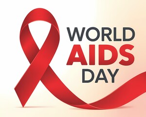 World aids day awareness campaign with red ribbon isolated on white background