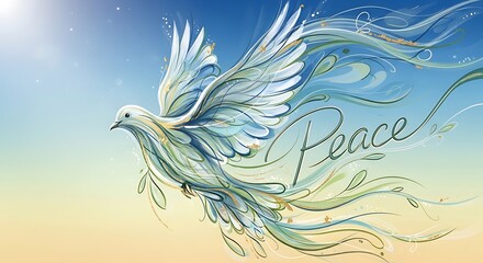 Obraz premium Dove of Peace Symbolizing Hope and Freedom with Abstract Artistic Flair