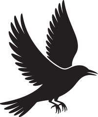 Obraz premium Black eagle vector silhouette illustration of a flying bird with outstretched wings isolated on white