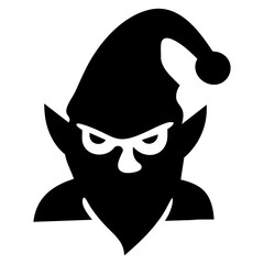Angry Christmas Elf Face Solid Icon