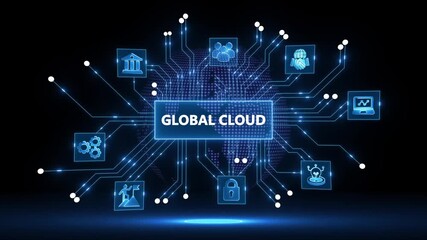 Global cloud network technology concept digital earth connection data transfer secure access business growth innovation - Powered by Adobe