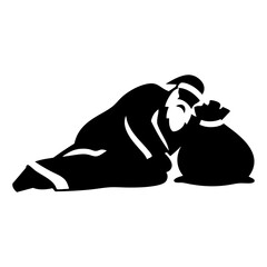 Sleeping Santa Claus Solid Illustration