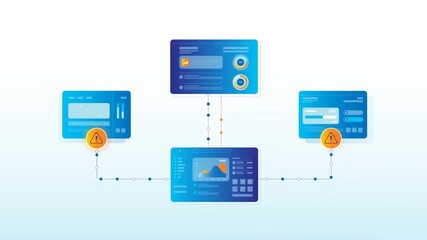 Animated digital payment system connecting online wallets and financial transactions in fintech network - Powered by Adobe