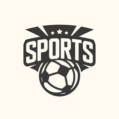 Obraz premium Sports logo with a soccer ball and stars