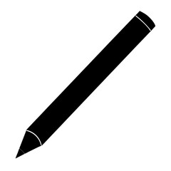 A drawing of a black colored pencil on transparent background silhouette