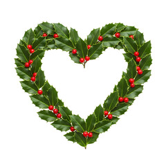Heart of holly festive symbol of love and Christmas cheer