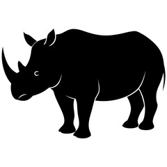 Silhouette illustration of a rhino on transparent background