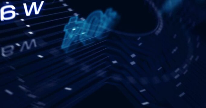 Error 404 page not found oops problem symbol abstract cyber concept. Digital technology background seamless and loopable dynamic 3d animation.