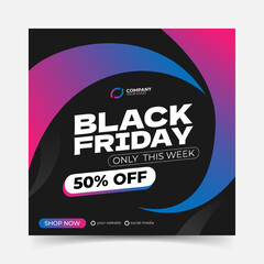 Social media post black friday template with gradient curve