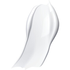 Smooth White Cosmetic Cream Swirl with Glossy Texture and Curved Shape on Transparent Background