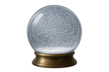 Empty snow globe with falling glitter and snow base, christmas winter decoration with transparent background