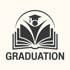 Graduation cap and open book icon symbolizing education and achievement