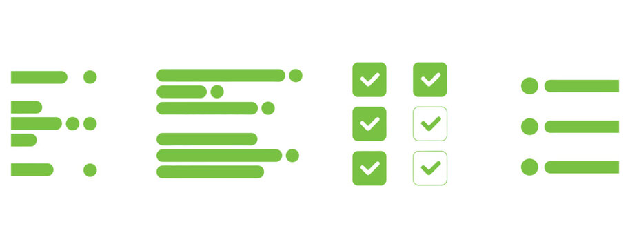 Streamline your workflow with vibrant green checklist icons and list layouts for modern web design and app interfaces, enhancing user experience and task management with clean visual elements