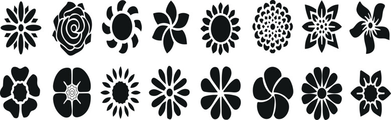 “Flower Silhouette Set – Floral Vector Collection for Design and Decoration”