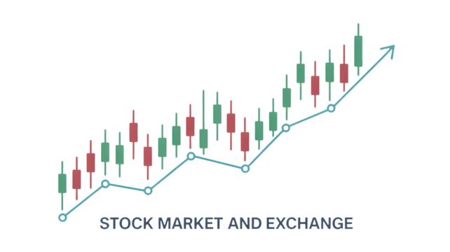Dynamic stock market trend chart showing upward growth for financial investment success, ideal for business analysis, finance reports and data visualization projects