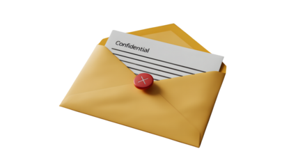 Urgent confidential document in sealed envelope for business correspondence, sensitive data, private messages, and secure corporate communications