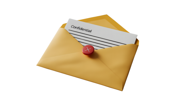 Urgent confidential document in sealed envelope for business correspondence, sensitive data, private messages, and secure corporate communications