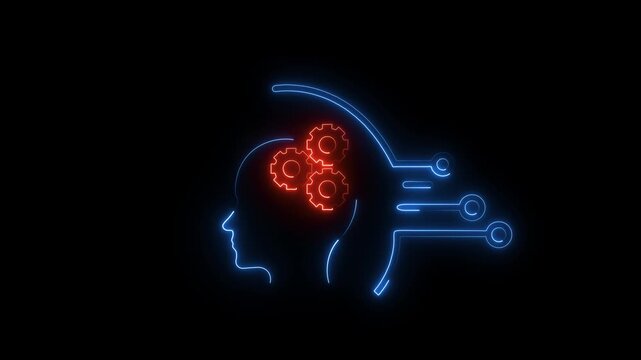 Concept for innovation and technology .Human head with futuristic gear wheels inside.  Able use graphic isolated on transparent background.