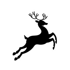 Christmas Reindeer Vector, Minimal Flat Silhouette for Kids’ Illustrations