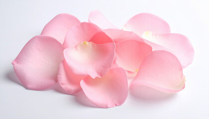 Pink Rose Petals on White