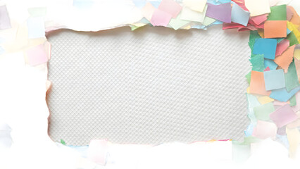 Torn Paper Frame with Confetti and Textured White Center image graphic