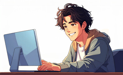 パソコンを使う男性