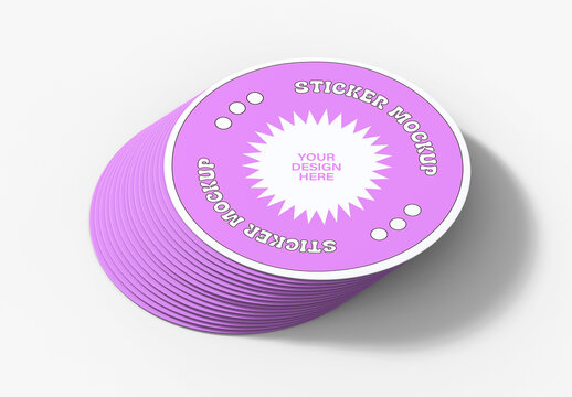 Sticker Stacked Mockup Template