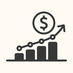 Financial growth chart with dollar sign indicating increasing profits and positive economic trend