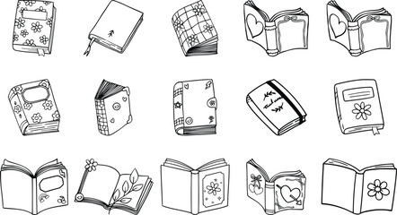 hand drawn collection of books