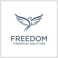 Abstract flying bird logo with elegant wings for a business brand identity. Freedom and financial solution concept vector illustration