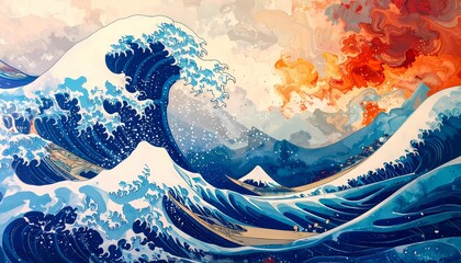 The great wave meets volcanic skies