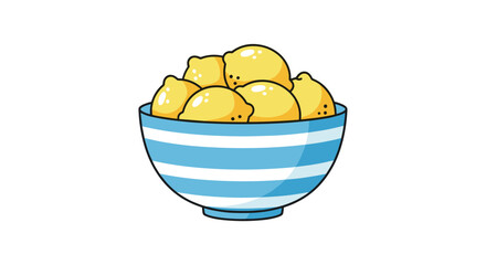 Fresh vibrant lemons piled high in a charming striped bowl, perfect for summer recipes and bright designs