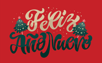 Merry Christmas and Happy New 2026 Year -  in spanish cute hand drawn doodle lettering postcard. Hello 2026. 