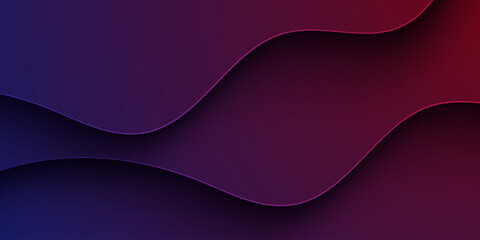 Abstract dark blue and red gradient wave pattern background. Realistic shadow papercut texture concept design.