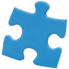 Vibrant blue jigsaw puzzle piece representing connection, strategy, and solution