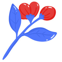 blue and red rose hip clip art