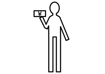 支払い・報酬を表すお札（円マーク）を持つ人物アイコン