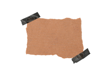 A piece of torn edges paper ripped, Brown notepaper journal sticker, Piece of brown paper isolated on transparent background