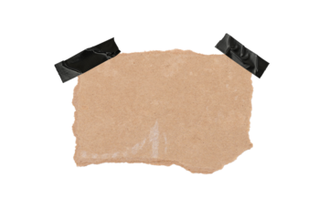 A piece of torn edges paper ripped, Brown notepaper journal sticker, Piece of brown paper isolated on transparent background