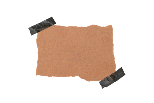 A piece of torn edges paper ripped, Brown notepaper journal sticker, Piece of brown paper isolated on transparent background