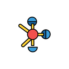 Molecule structure representing scientific research in laboratory with bright colors symbolizing innovation and discovery.