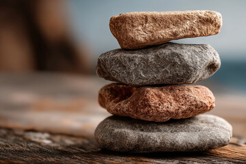 Stack of smooth stones &mdash; balance and mindfulness habits for a calm lifestyle.