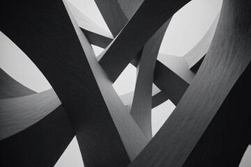 Abstract Interlocking Forms in Black And White