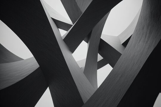Abstract Interlocking Forms in Black And White
